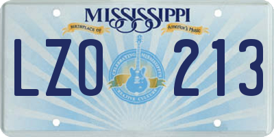 MS license plate LZO213