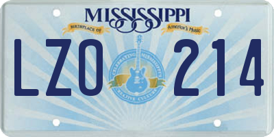 MS license plate LZO214