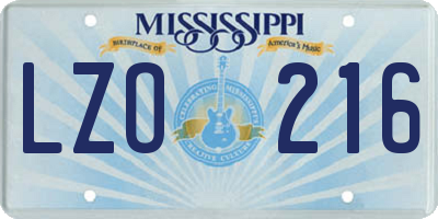 MS license plate LZO216