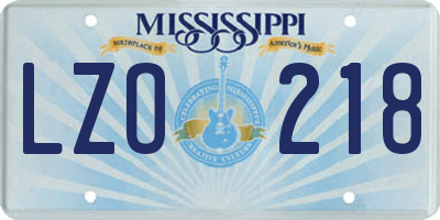 MS license plate LZO218
