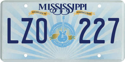 MS license plate LZO227