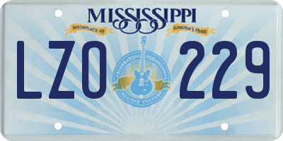 MS license plate LZO229