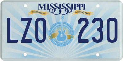 MS license plate LZO230