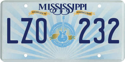 MS license plate LZO232