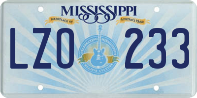 MS license plate LZO233