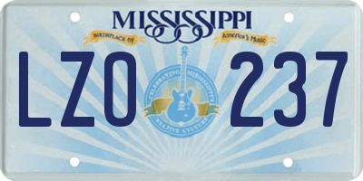 MS license plate LZO237