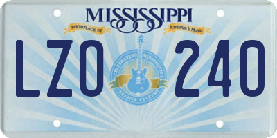 MS license plate LZO240