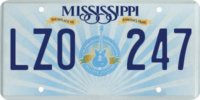 MS license plate LZO247
