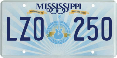 MS license plate LZO250