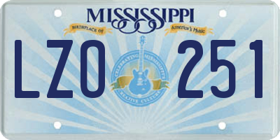MS license plate LZO251