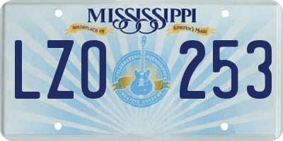 MS license plate LZO253