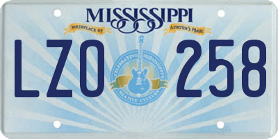 MS license plate LZO258