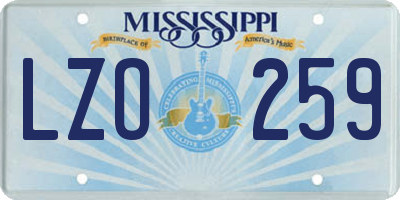 MS license plate LZO259