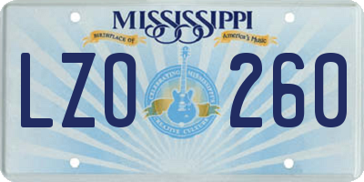MS license plate LZO260