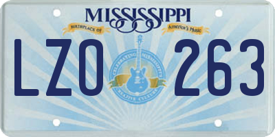 MS license plate LZO263