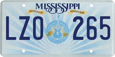 MS license plate LZO265
