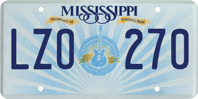 MS license plate LZO270