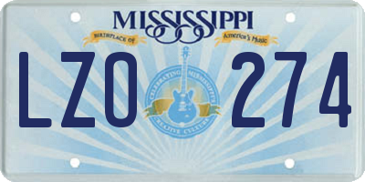 MS license plate LZO274