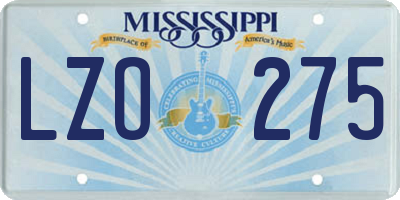 MS license plate LZO275