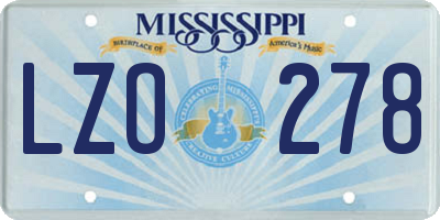 MS license plate LZO278