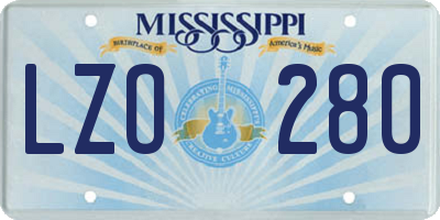 MS license plate LZO280