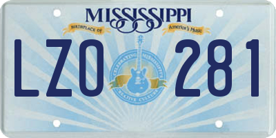 MS license plate LZO281
