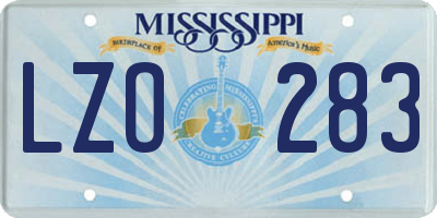 MS license plate LZO283