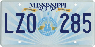 MS license plate LZO285