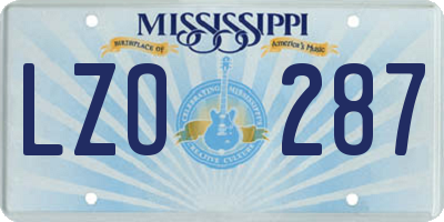 MS license plate LZO287