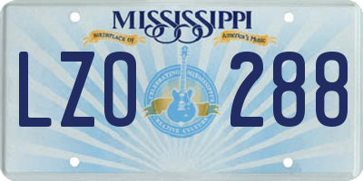 MS license plate LZO288