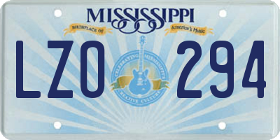 MS license plate LZO294