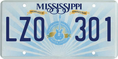 MS license plate LZO301