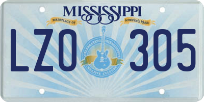 MS license plate LZO305