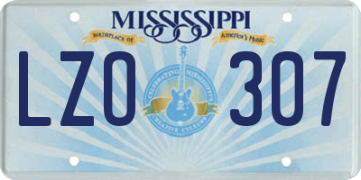 MS license plate LZO307