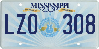 MS license plate LZO308