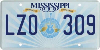 MS license plate LZO309