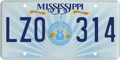 MS license plate LZO314
