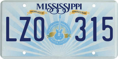 MS license plate LZO315