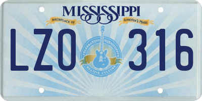 MS license plate LZO316