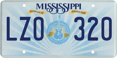 MS license plate LZO320