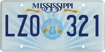 MS license plate LZO321