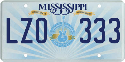 MS license plate LZO333