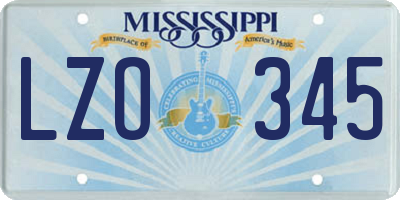 MS license plate LZO345