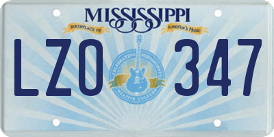 MS license plate LZO347