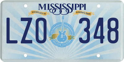 MS license plate LZO348