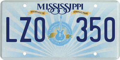 MS license plate LZO350