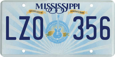MS license plate LZO356