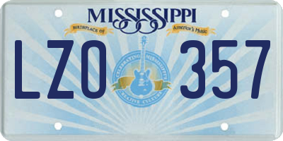 MS license plate LZO357