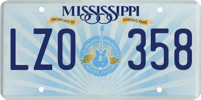 MS license plate LZO358