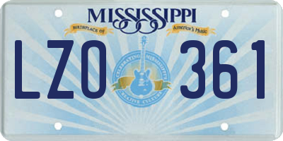 MS license plate LZO361